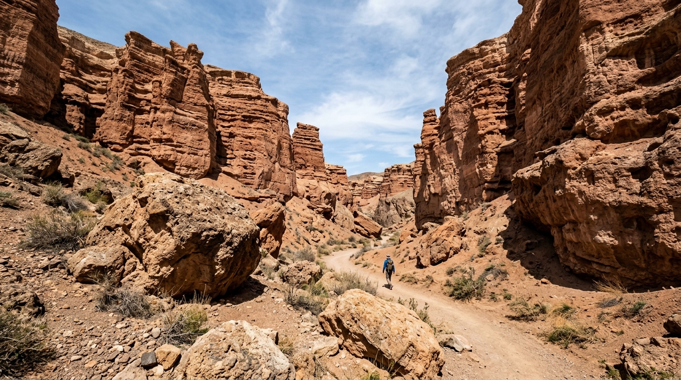 Almaty Travel Guide from India: The Ultimate 5-Day Itinerary & Trip Cost 2 Majestic and dramatic red canyon walls of Charyn Canyon near Almaty