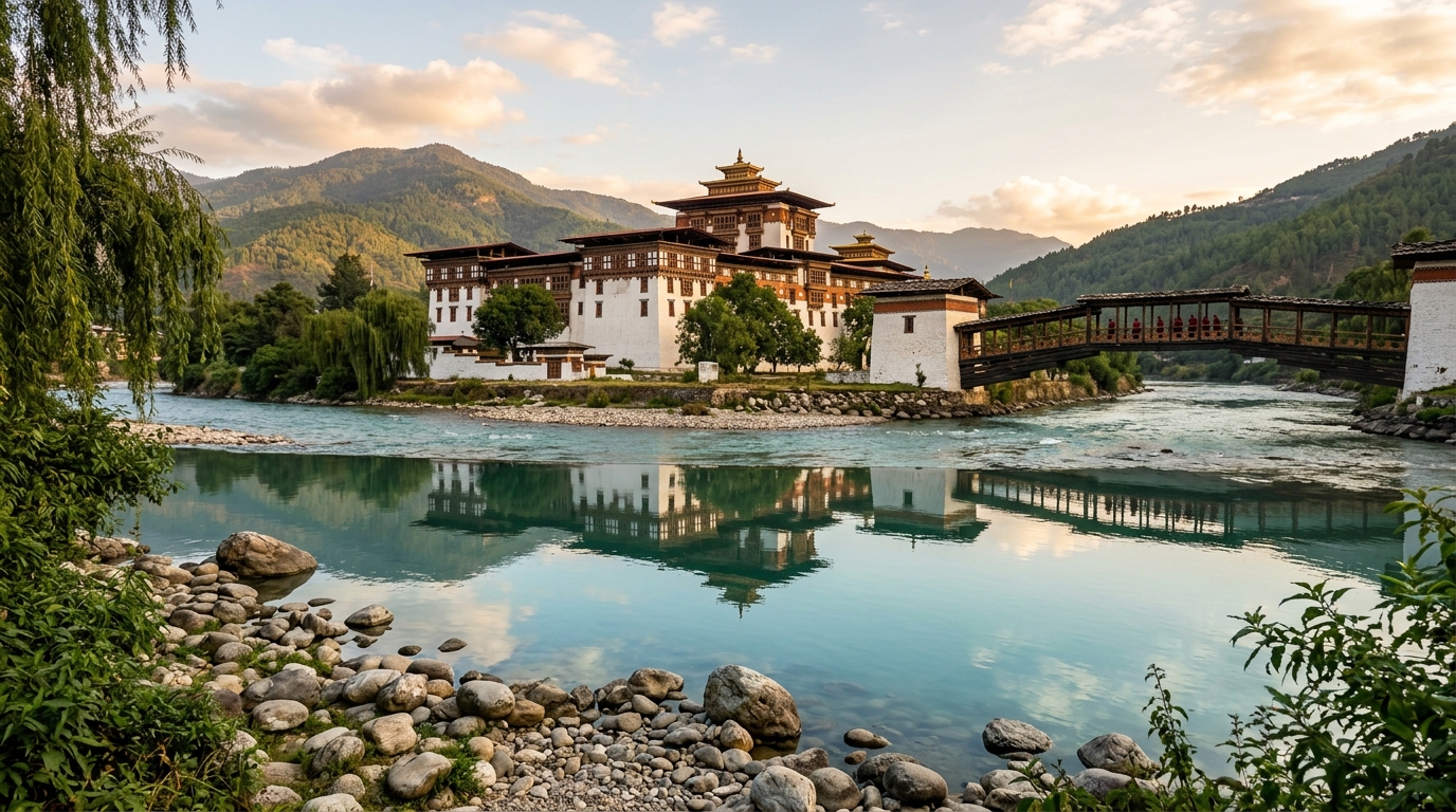 The iconic Tiger's Nest Monastery perched on a steep cliffside in Bhutan