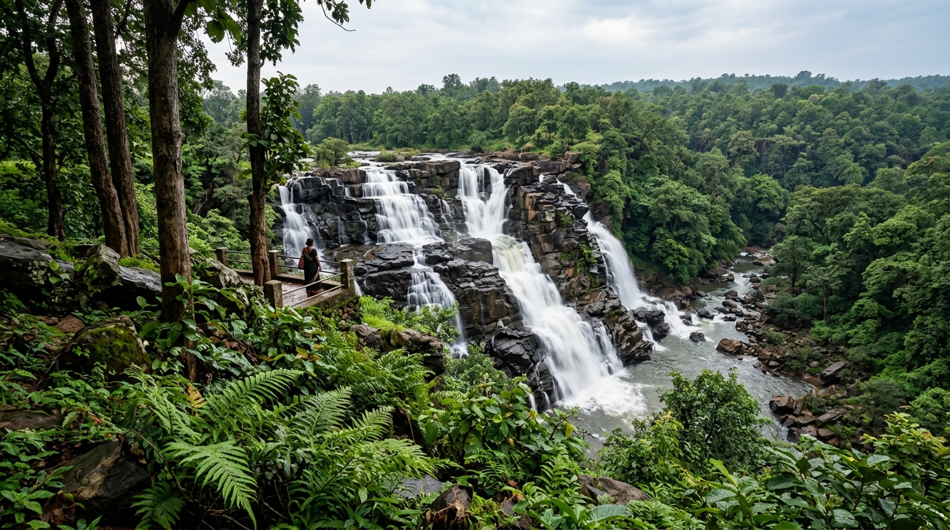 Stunning Tirathgarh Waterfalls cascade in Kanger Valley near Chitrakote