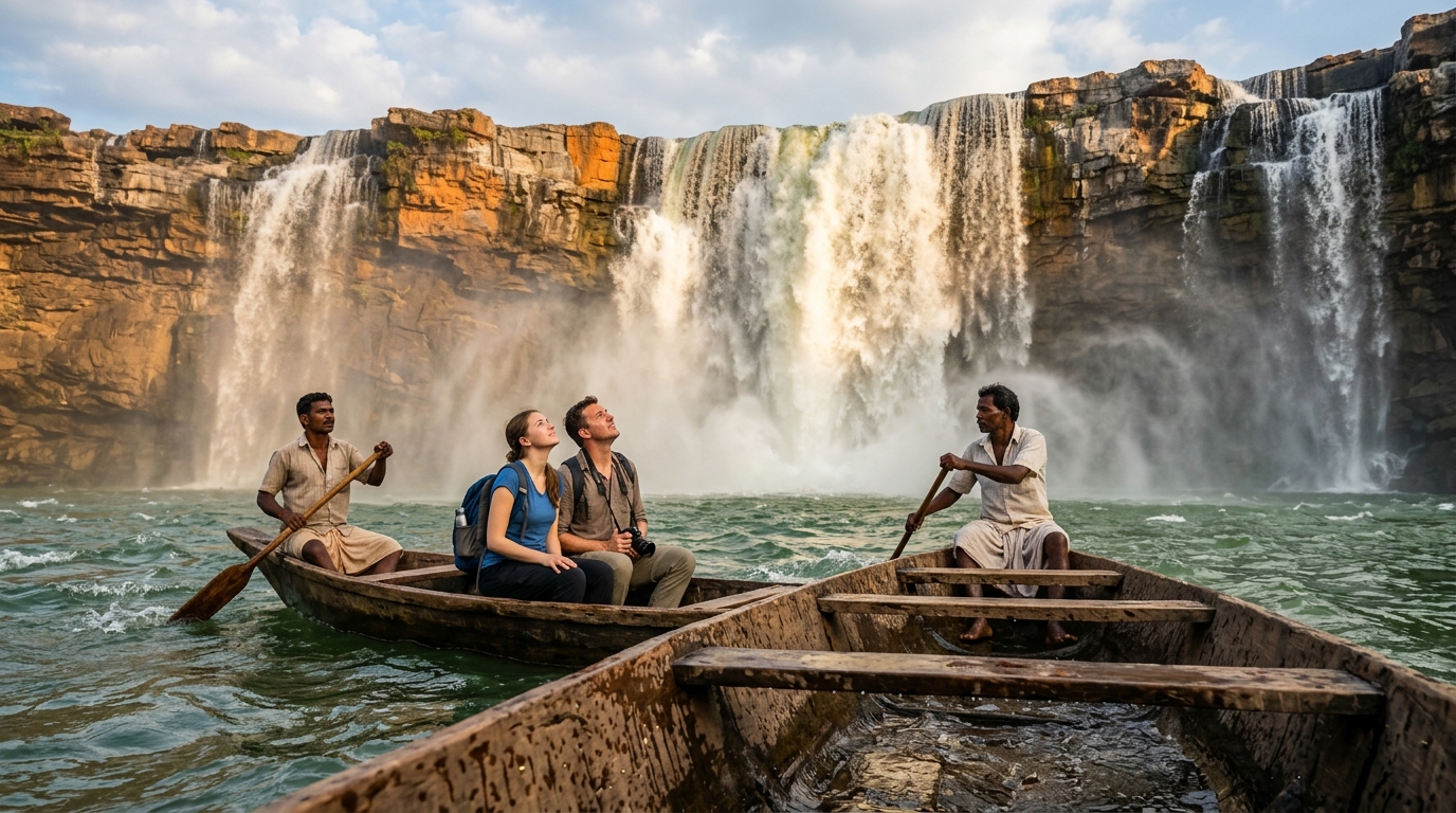 Chitrakote Waterfalls roaring horseshoe cascade in Chhattisgarh
