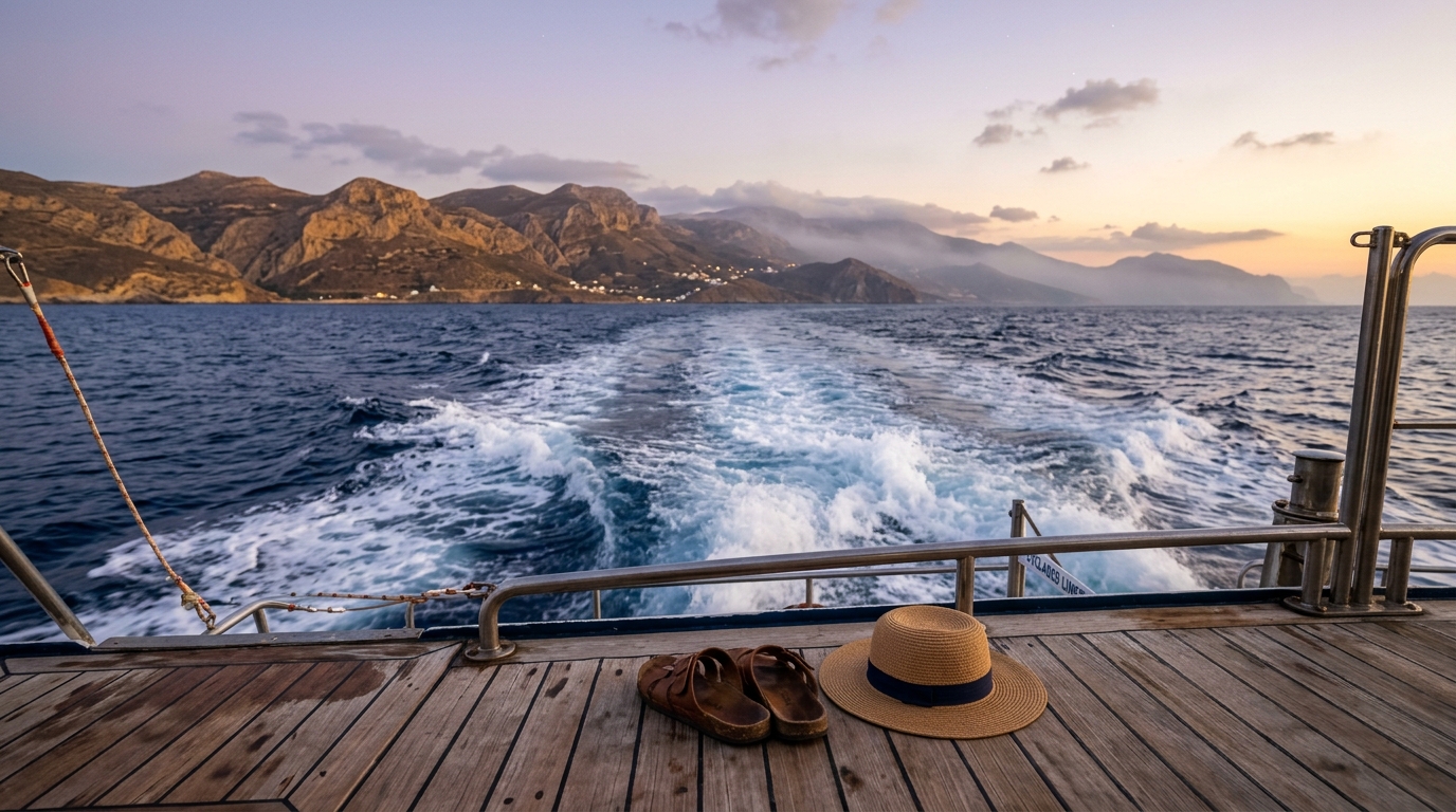 Picturesque sunset view of classical Greek architecture and the sea