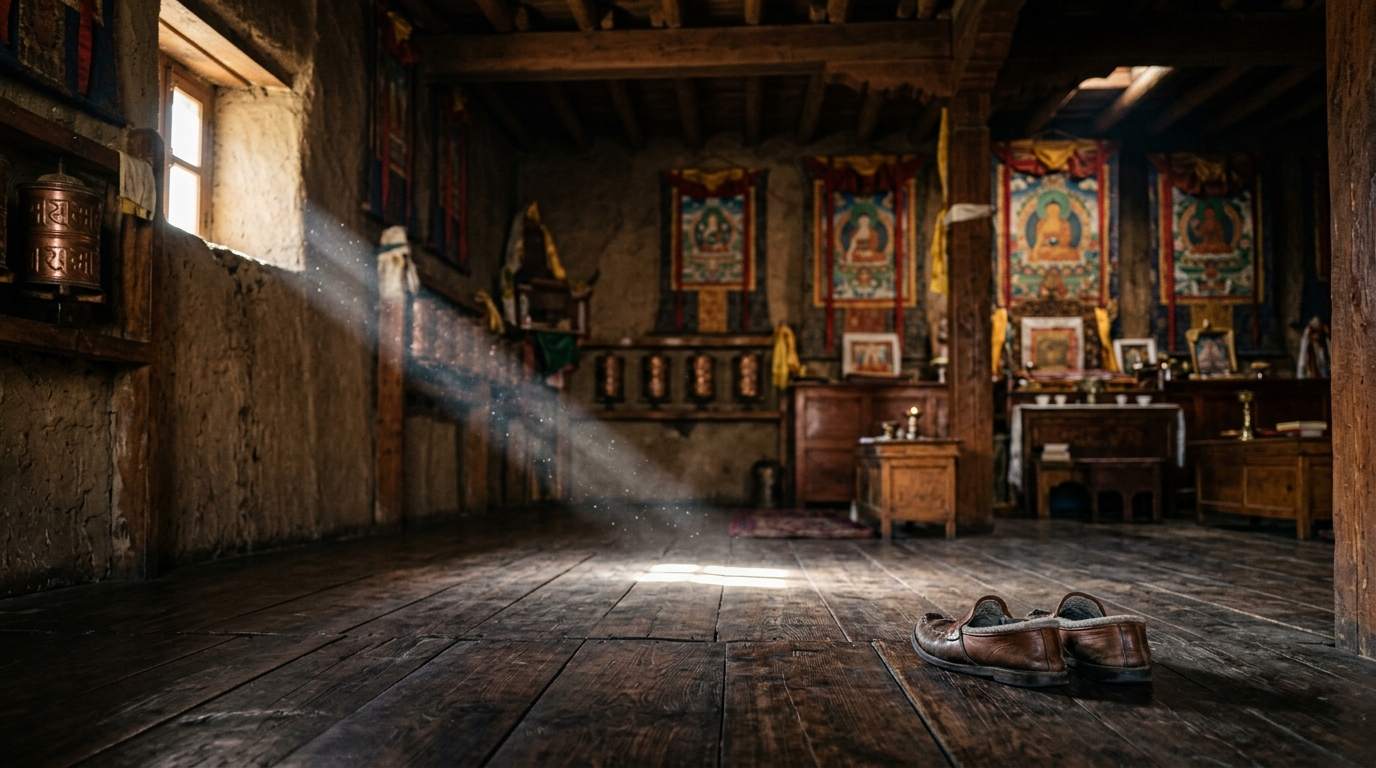 The 500-year-old naturally preserved mummy of monk Sangha Tenzin in Gue Village, Spiti Valley