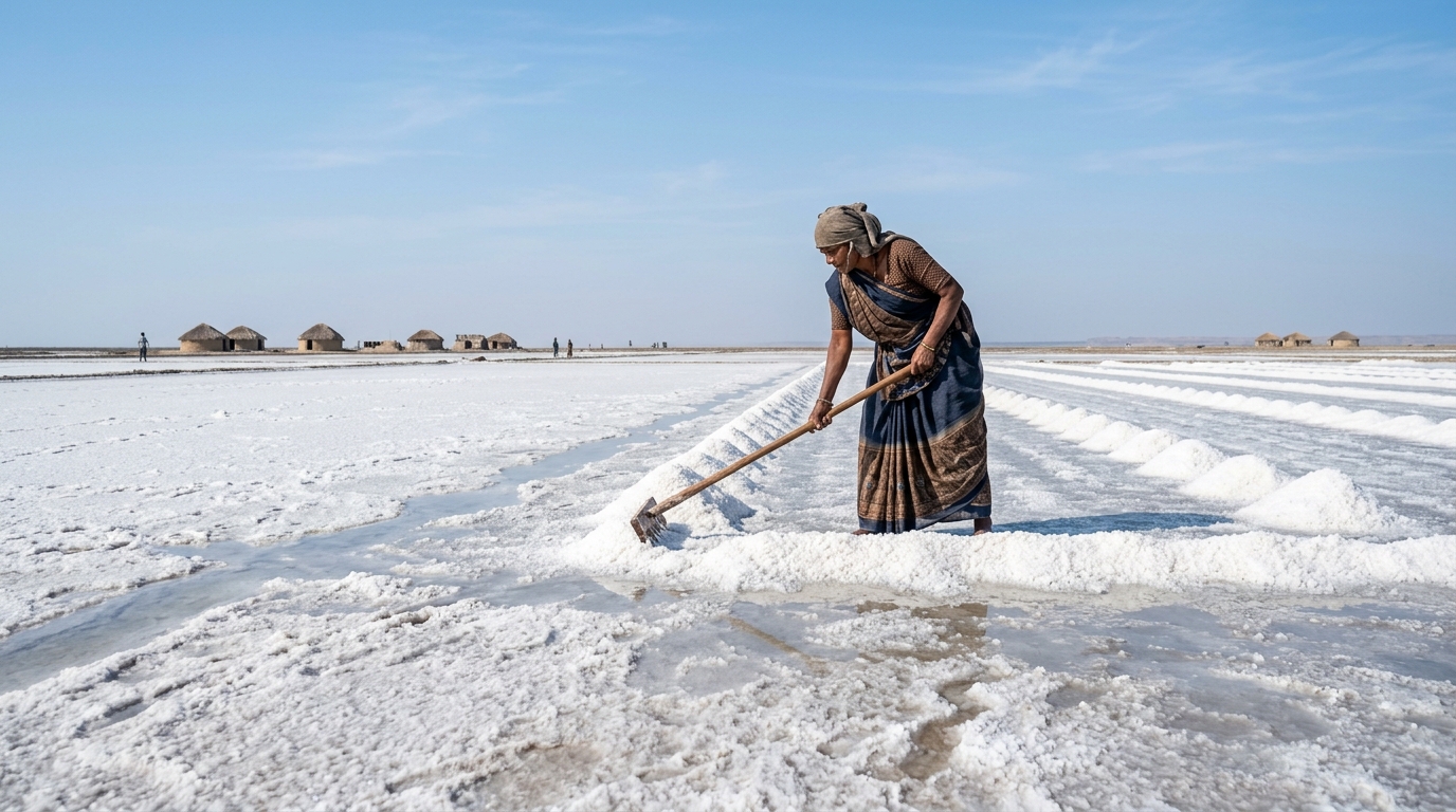 A scenic safari vehicle exploring the salt flats in this Little Rann of Kutch travel guide