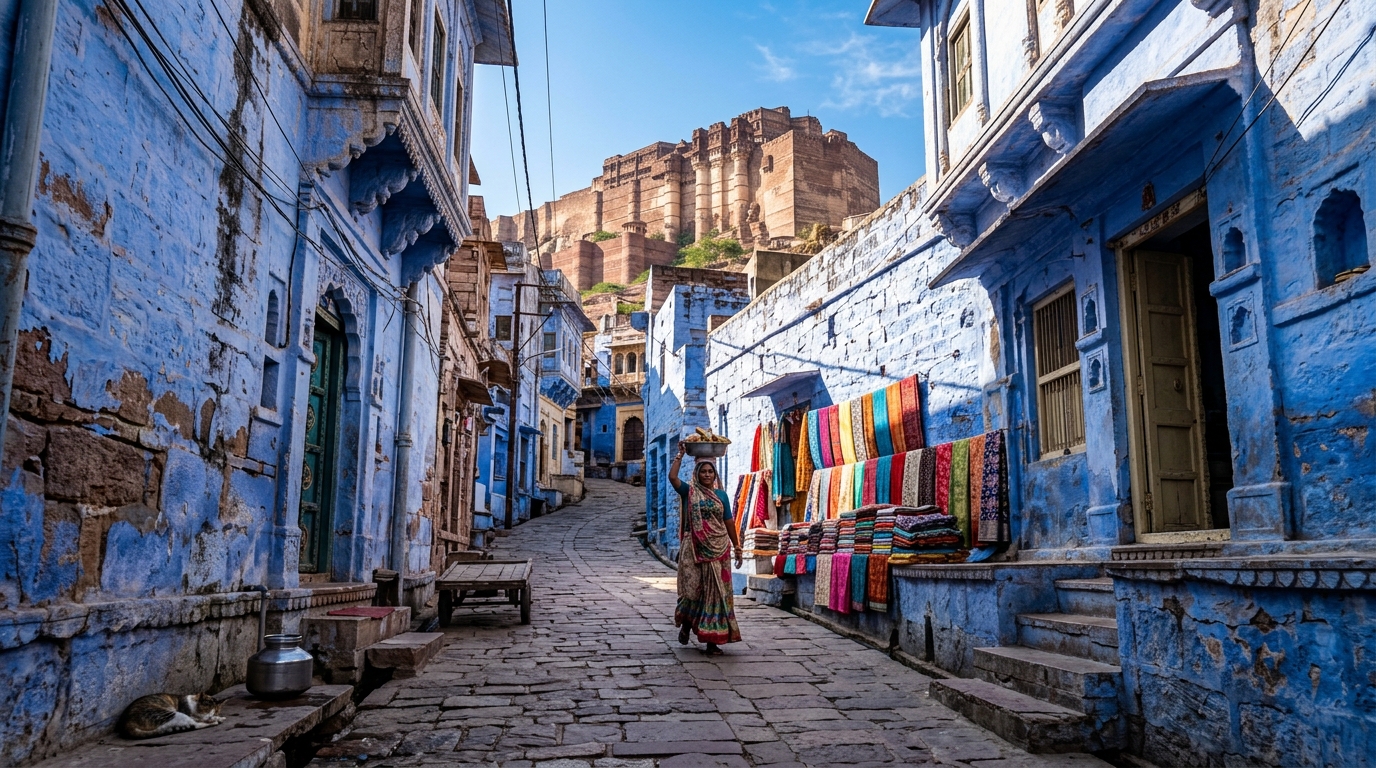 Historic fort palace architecture on a perfect Rajasthan itinerary