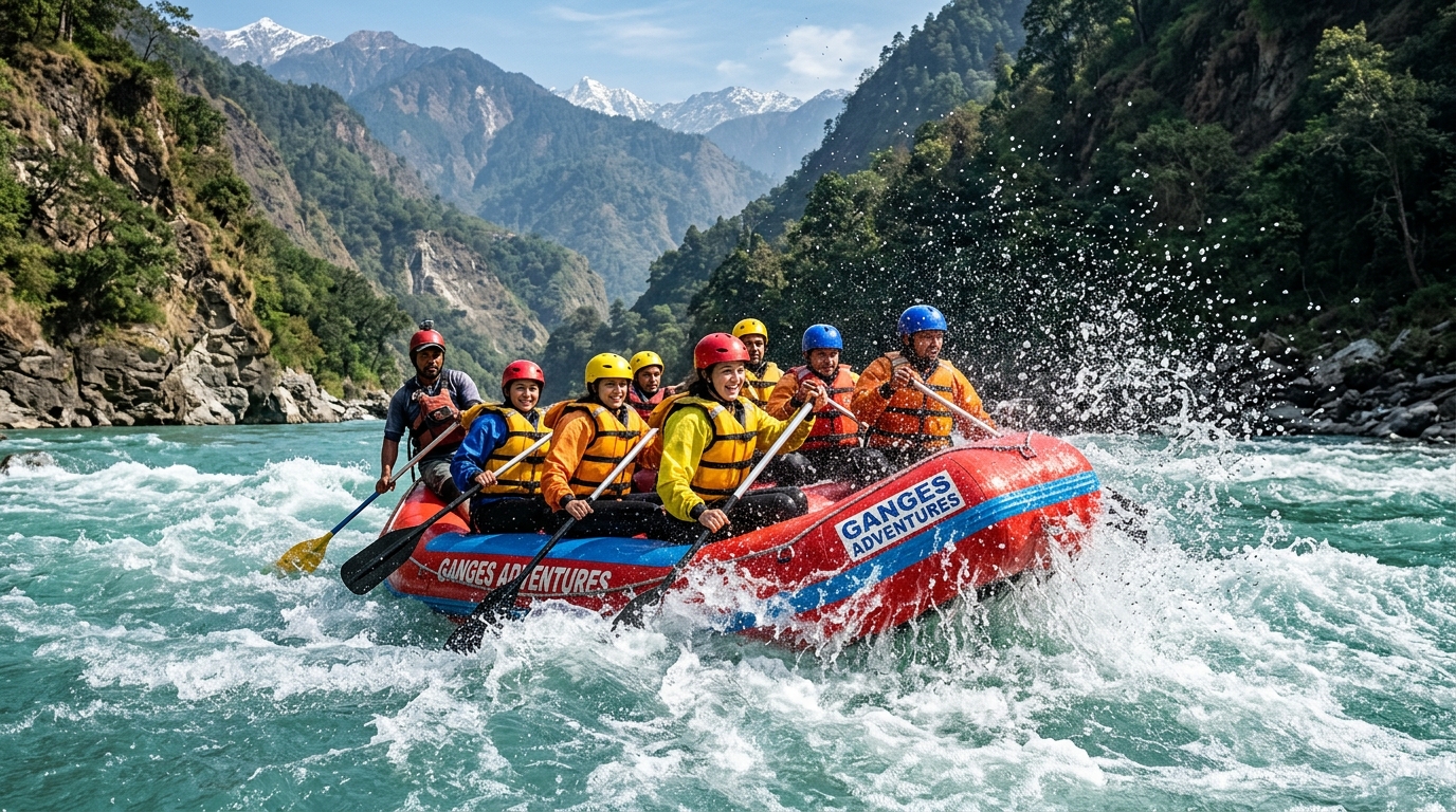 White-water rafting and adventure sports on the Ganges river, a key feature in this Rishikesh travel guide