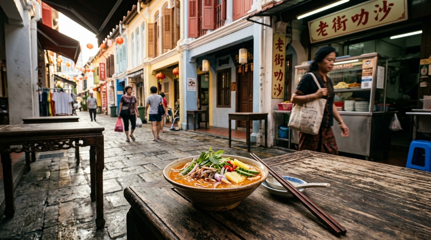 Vibrant cultural shophouses in Singapore's historic heritage district