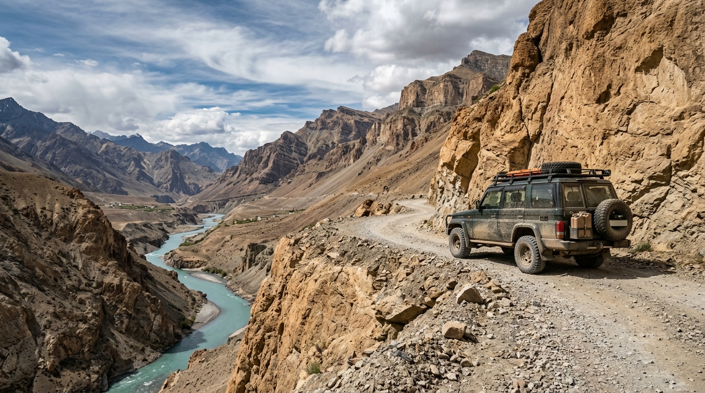 The Ultimate Spiti Valley Itinerary: How to Plan the Perfect Road Trip 1 A winding road navigating through the rugged mountains on a Spiti Valley itinerary