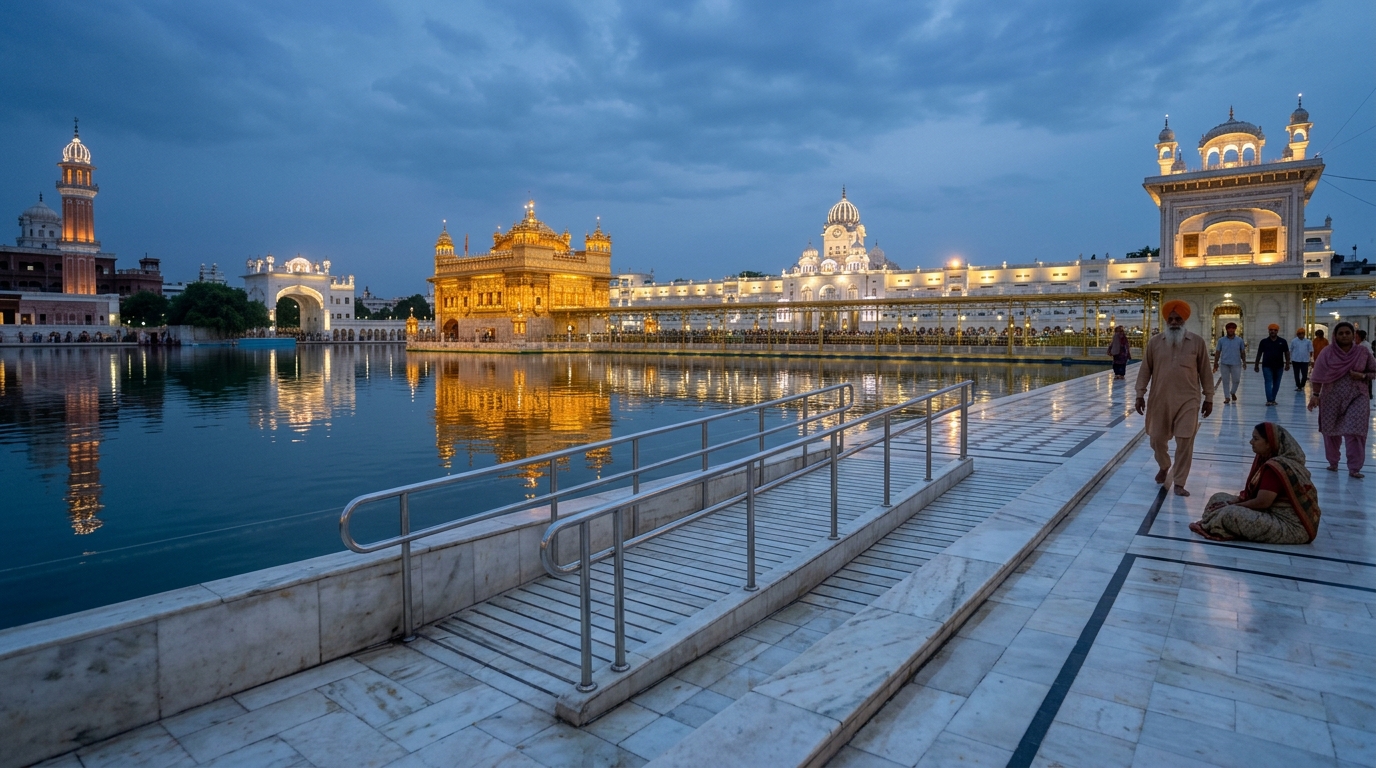 Happy wheelchair traveler enjoying accessible tourism in India