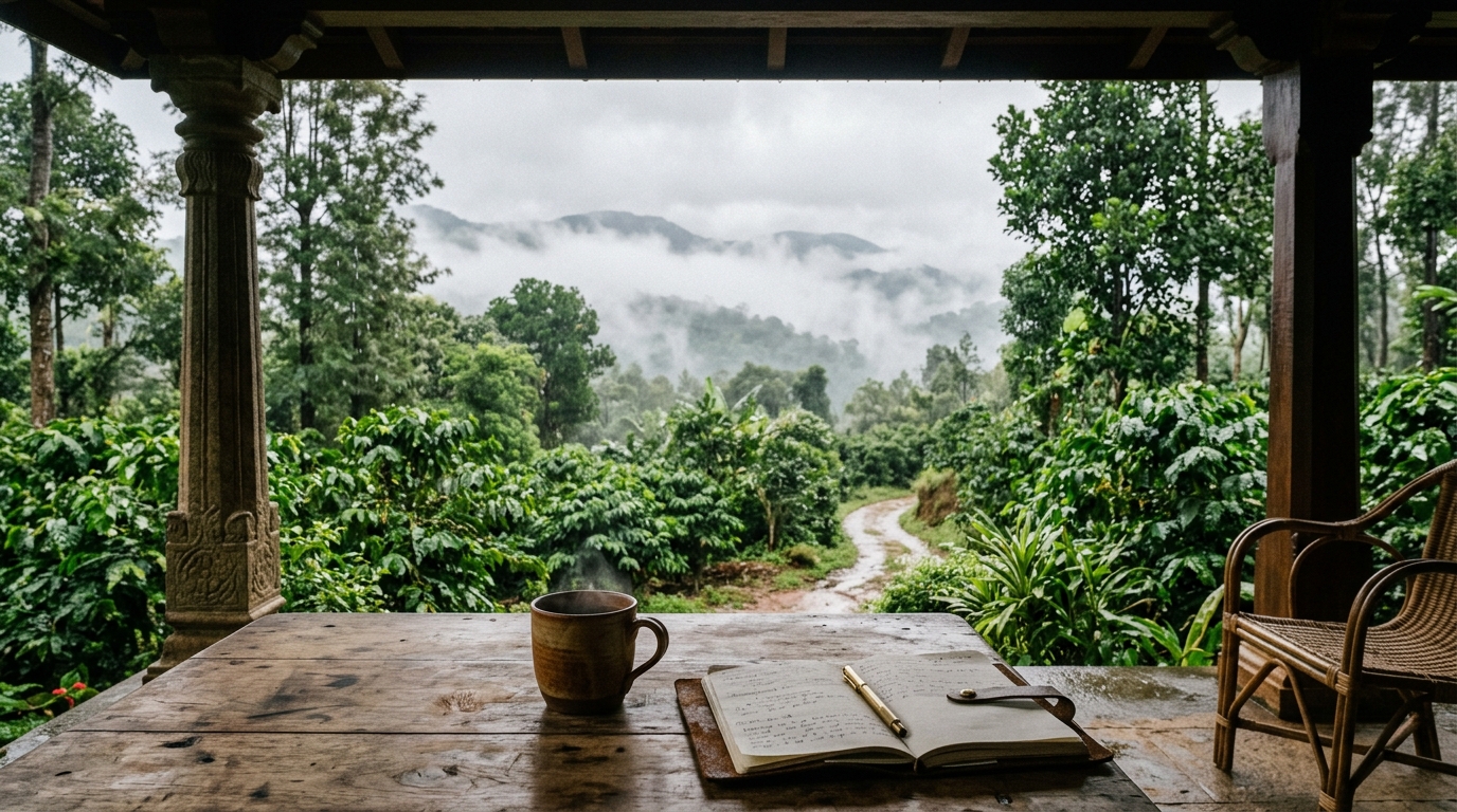 A picturesque green travel landscape representing the stunning nature of India during August travel