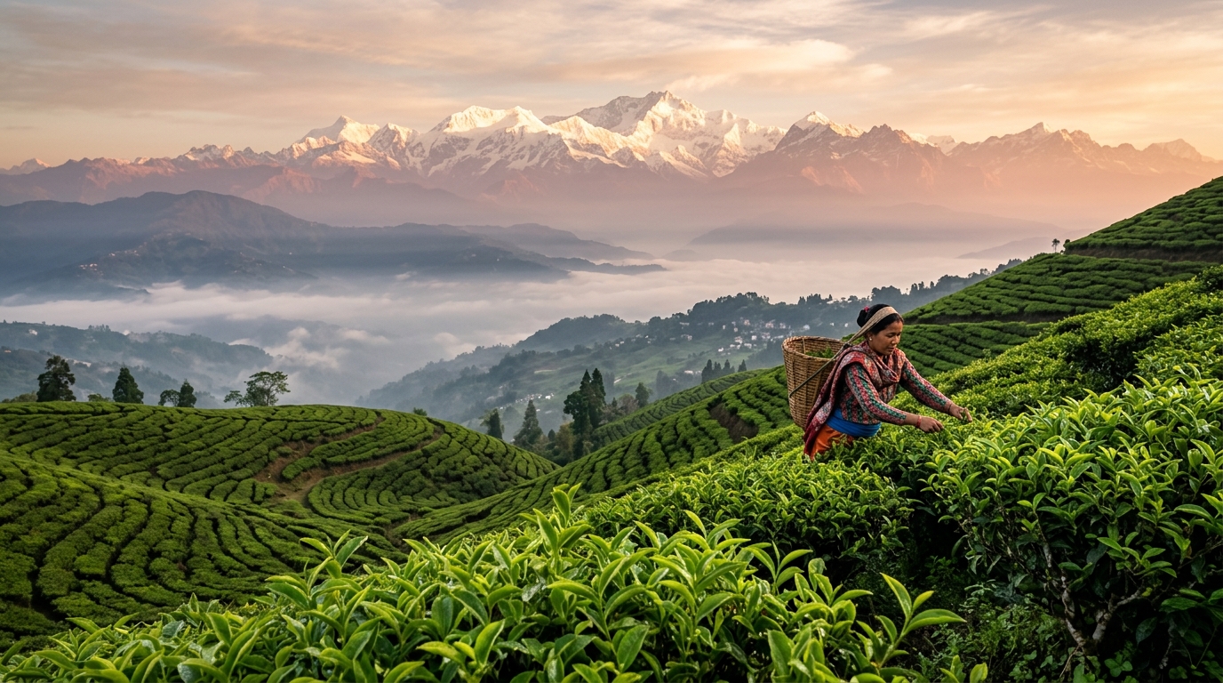 Beautiful green landscape and cascading waterfalls of Northeast India