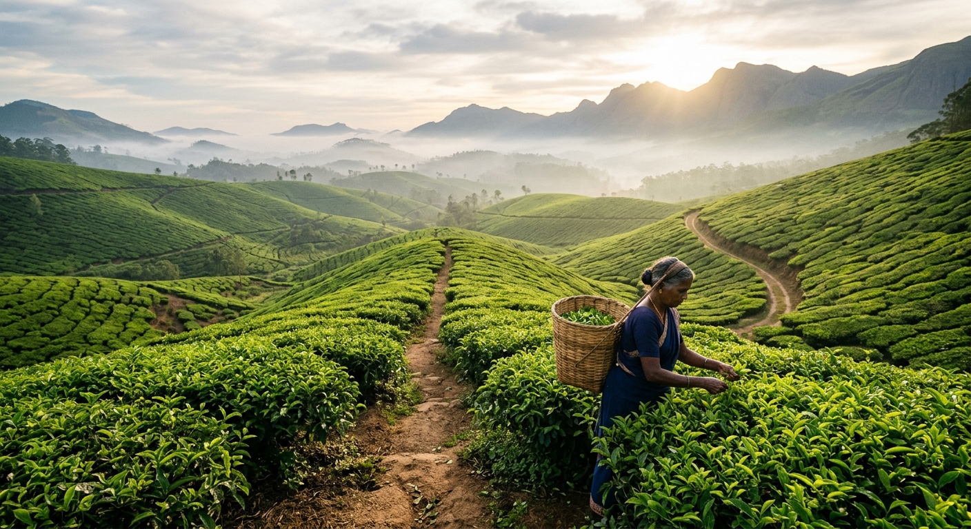 Beautiful tea plantations in Munnar, Kerala, one of the best places to visit in India in the month of April