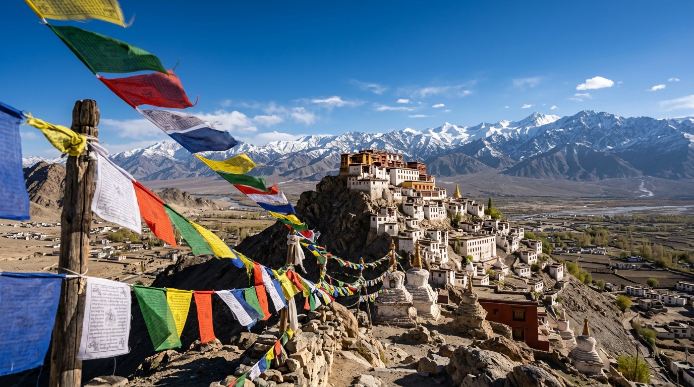 A grand Buddhist stupa along the sacred Buddhist circuit tour in India