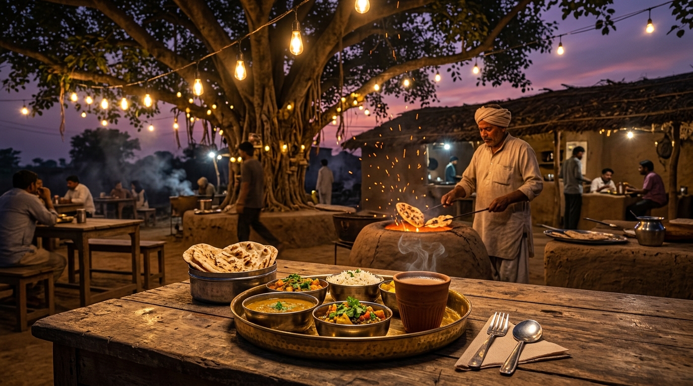 An affordable and delicious vegetarian Thali meal typical of budget travel in India