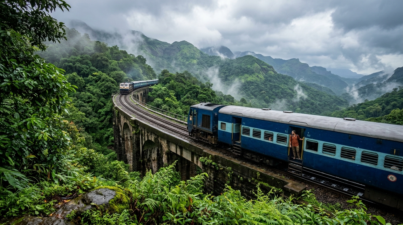 A budget traveler journeying through India on an iconic sleeper train
