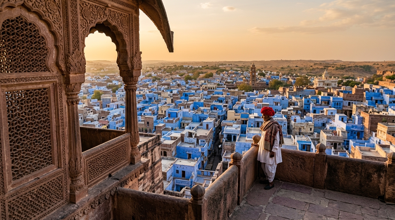 Vibrant local folk dancers and historical heritage sites in India representing rich cultural tours