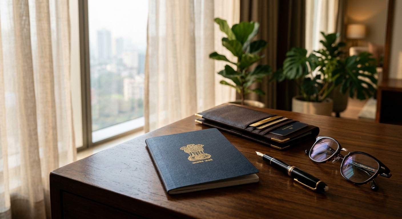 A damaged Indian passport booklet undergoing physical check for replacement