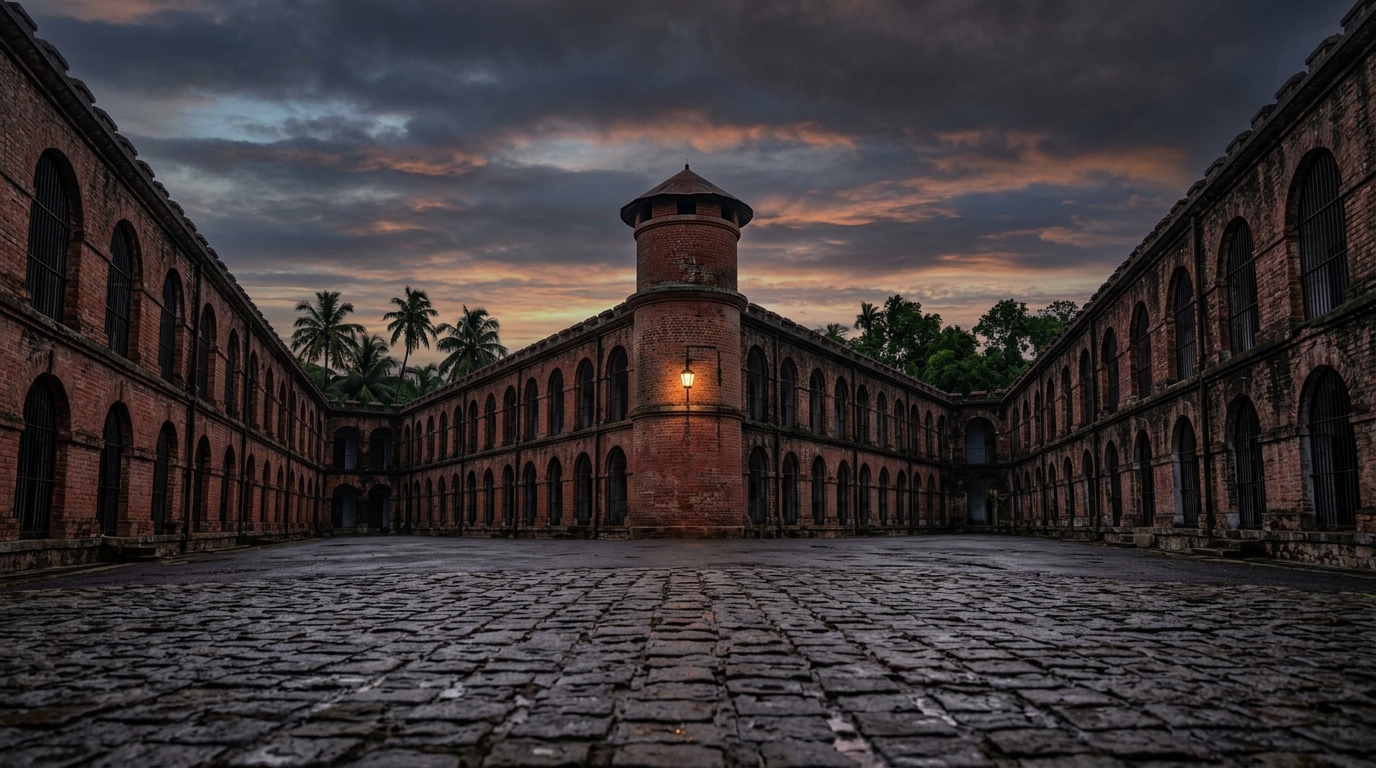 A quiet corridor and historical details at one of the prominent dark tourism sites in India