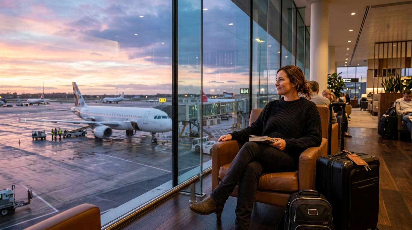 Indian tourist consulting travel documents and passport options while traveling abroad