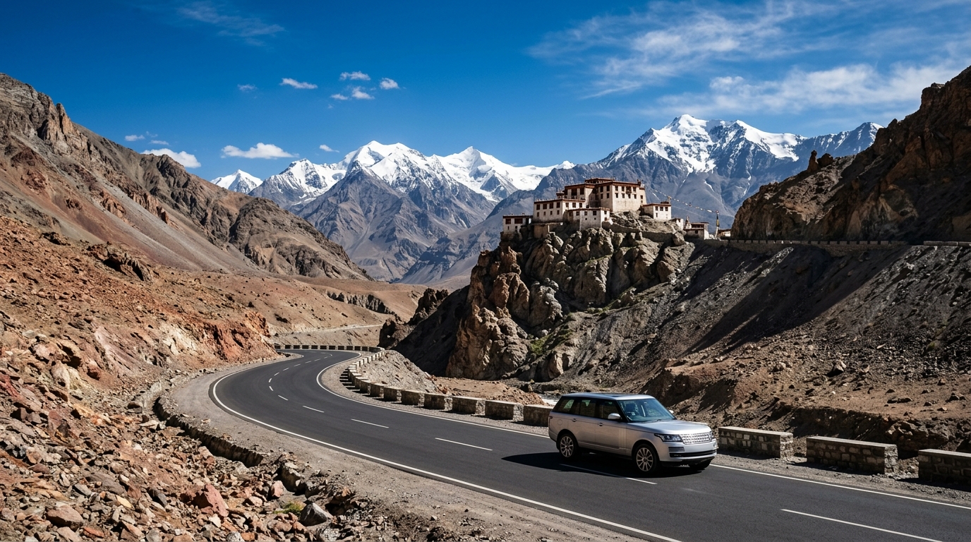 A multi-generational family enjoying a picturesque mountain view during their family vacation packages in india for summer