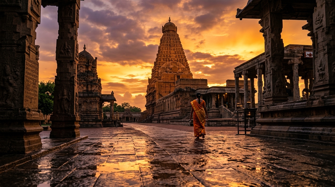 The grand architecture of historical Dravidian temples in South India