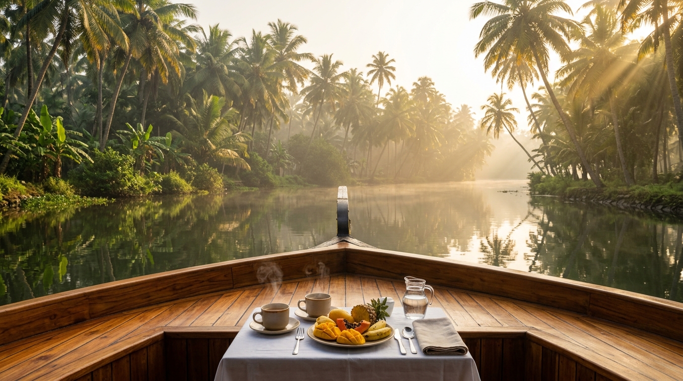 A tranquil beach setting with palm trees perfect for tropical honeymoon packages in India