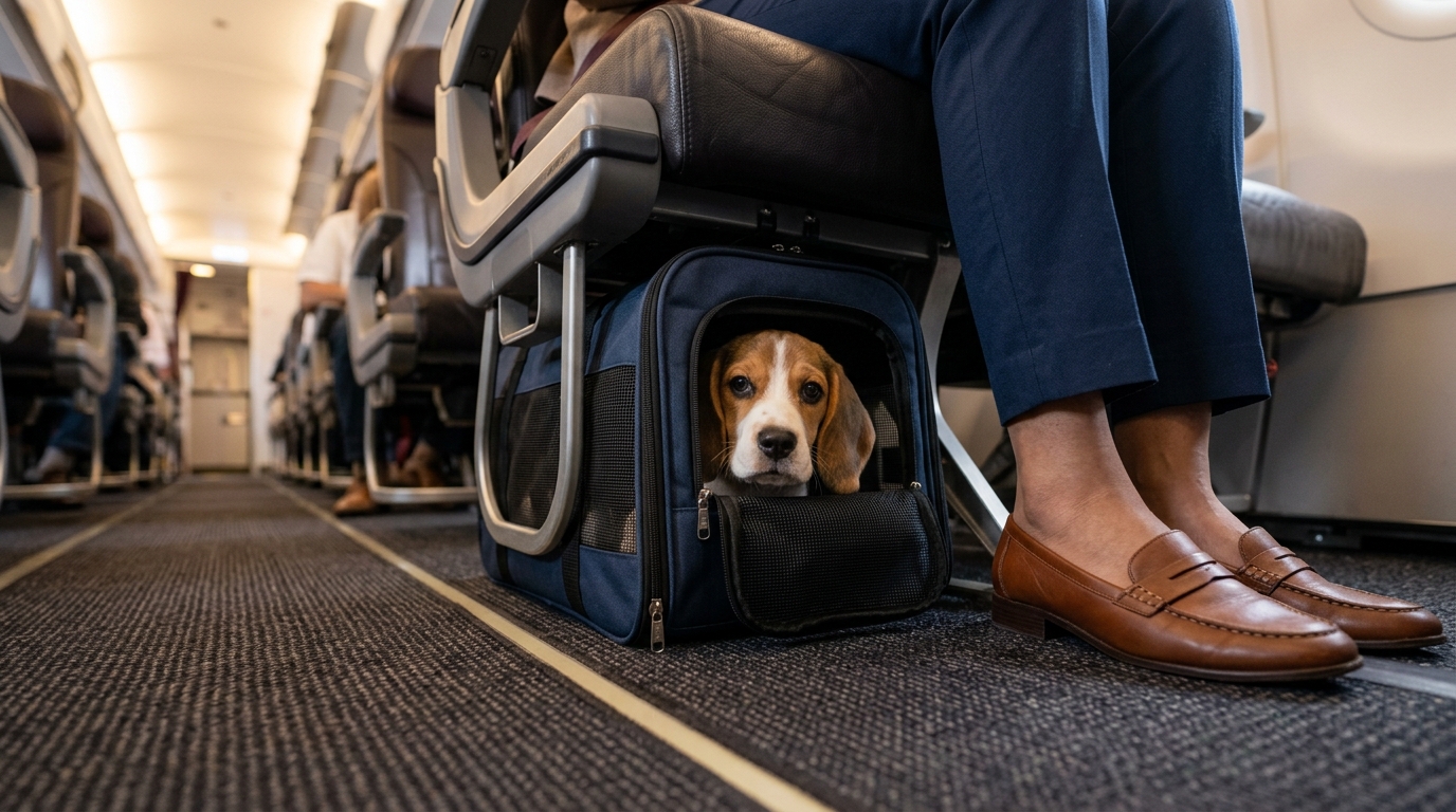 How to Travel with a Pet in Flight in India: Airline Rules, Charges & Complete Guide 1 A dog flying inside a domestic airplane in India