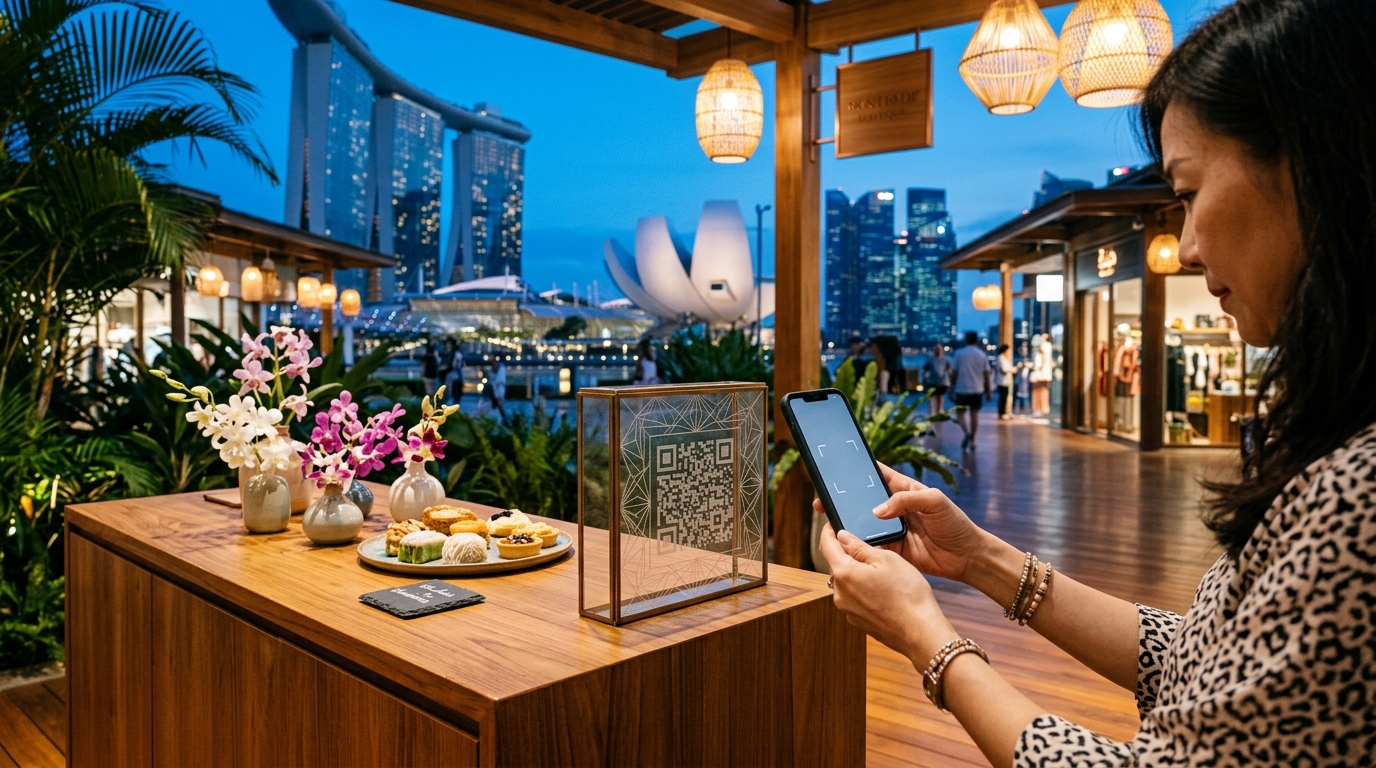Using a smartphone to scan a merchant QR code for a UPI international payment abroad