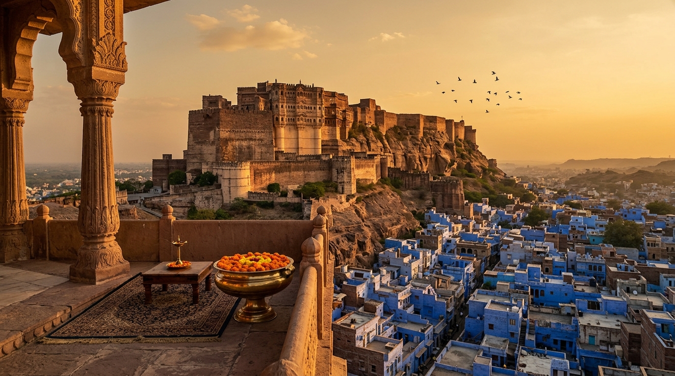 A spectacular view of Udaipur lakeside palaces, a key destination on incredible heritage india tours