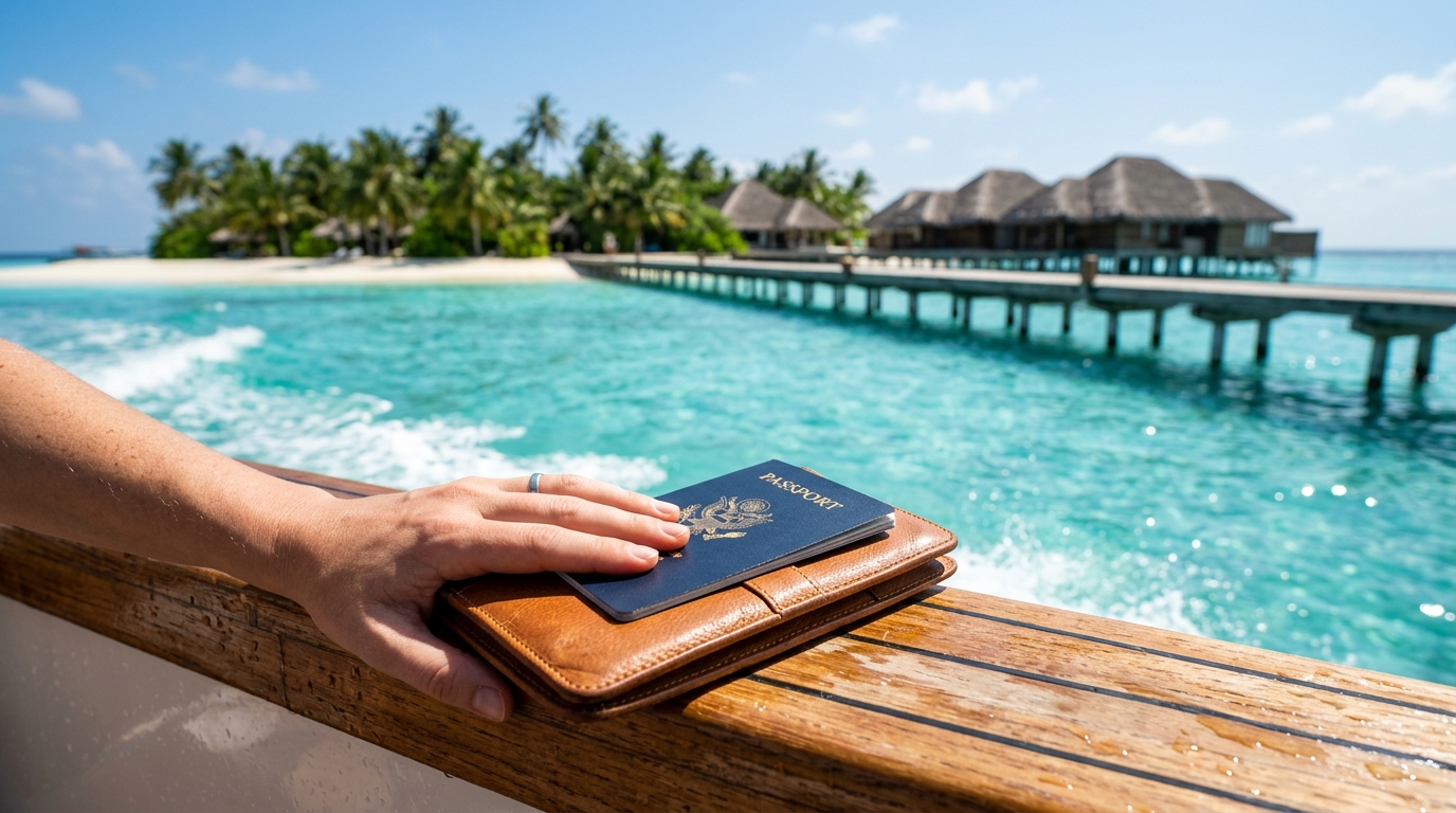 An Indian passport required for crossing international borders and entering the Maldives