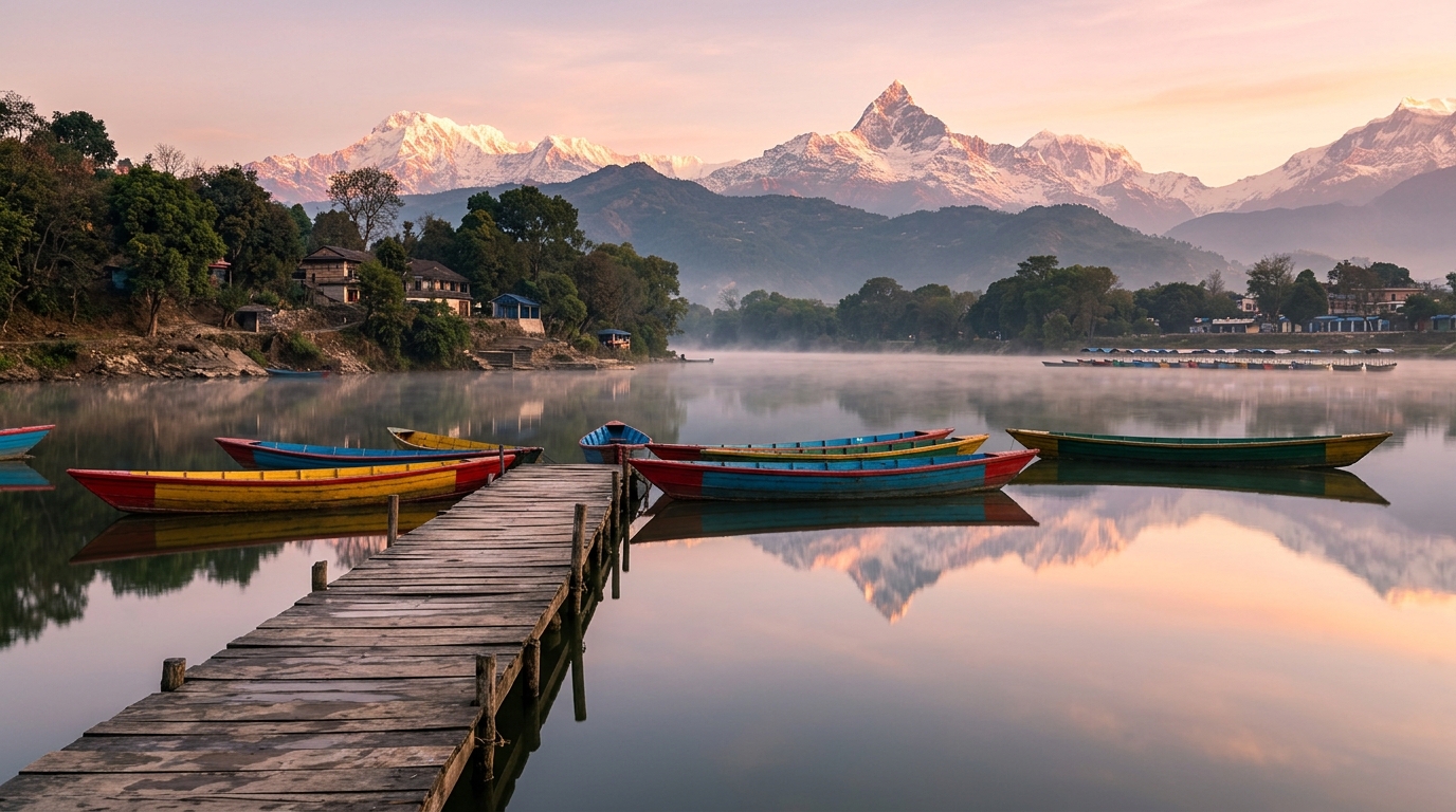 Scenic mountain valley in Nepal showcasing the Himalayan peaks and beautiful landscape