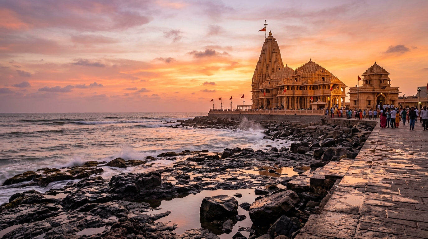 A detailed view of a beautiful historic Jyotirlinga temple structure