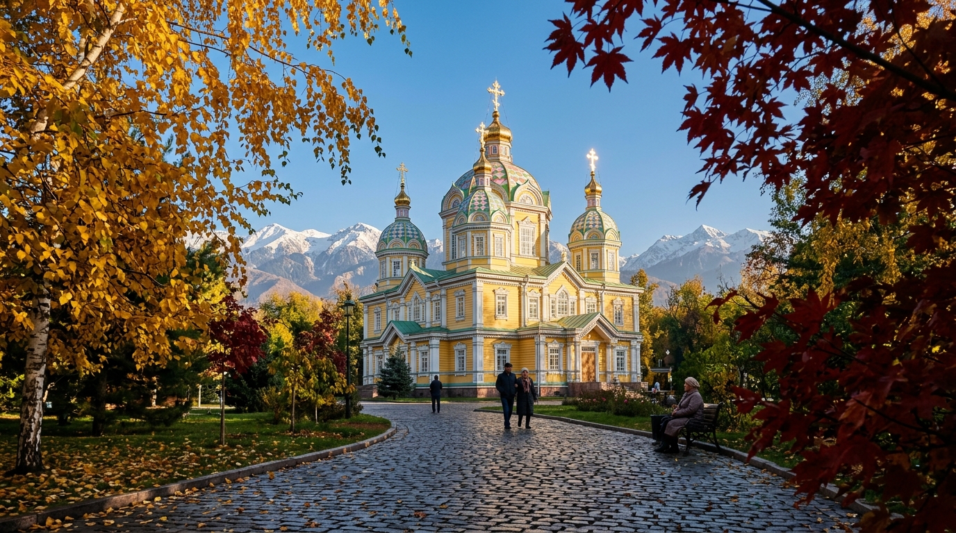 A breathtaking scenic view of Shymbulak mountains in Almaty included in a Kazakhstan Almaty tour package from India