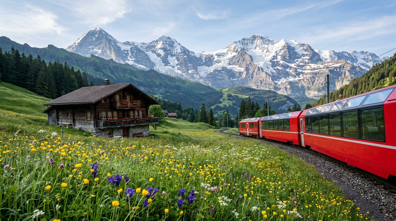 Scenic alpine view representing international summer travel packages for May