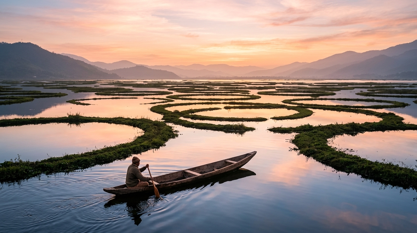 A sweeping landscape vista of a high-altitude mountain pass representing the peak of northeast india tourism