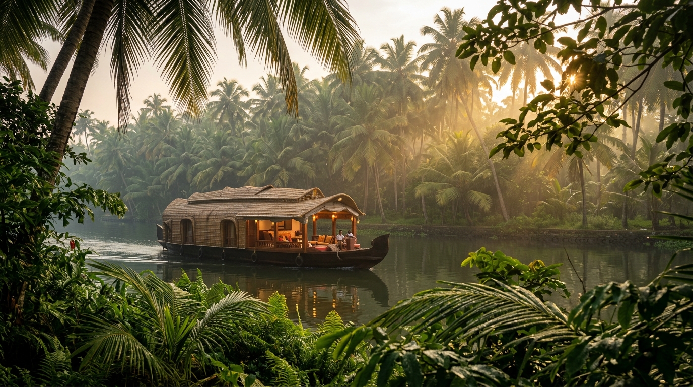 Stunning views of the tropical beaches and backwaters of South India during winter