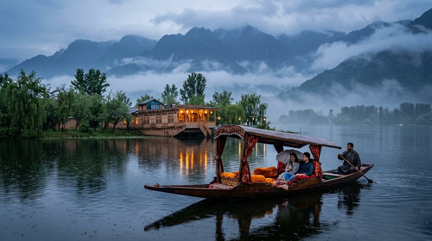 Beautiful rain drenched scenic panorama in India during the month of July