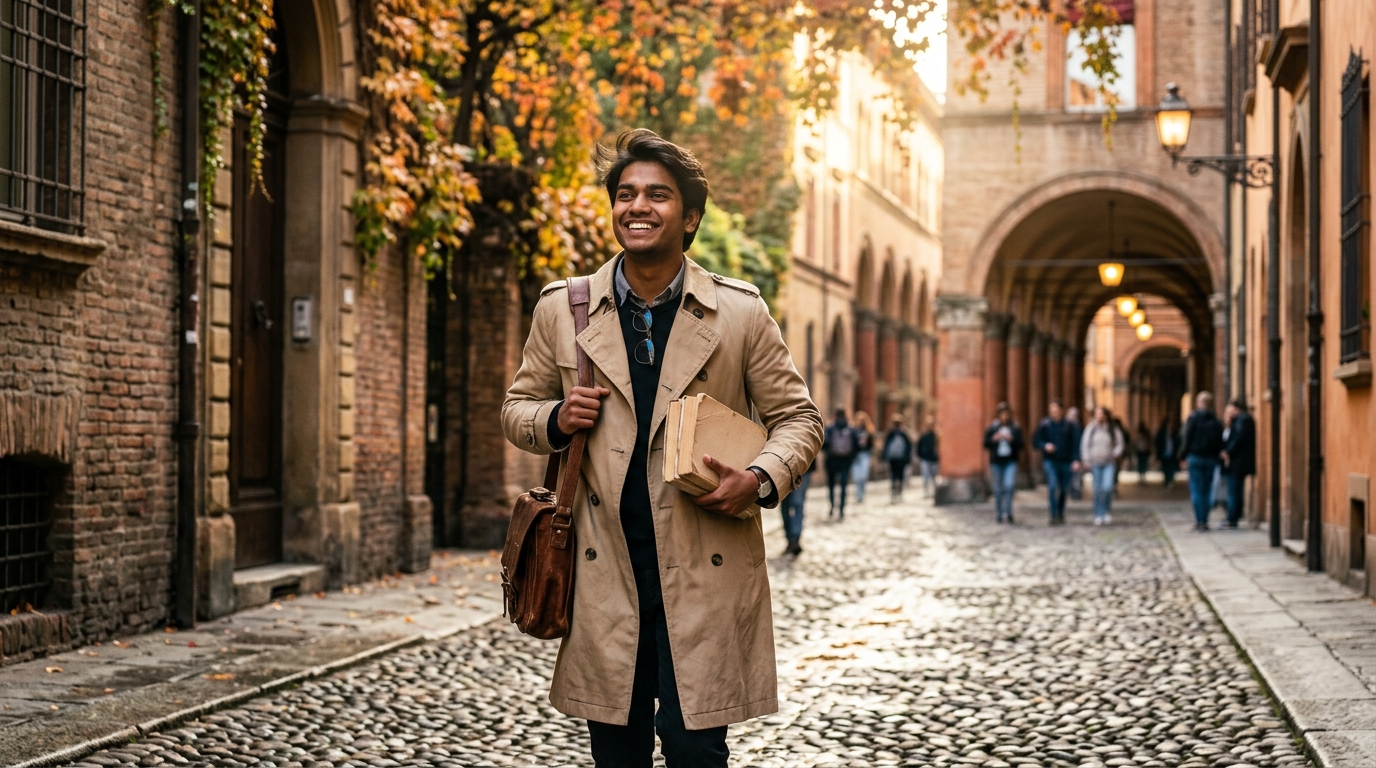 Indian student preparing financial documents and cover letter for Schengen student visa application