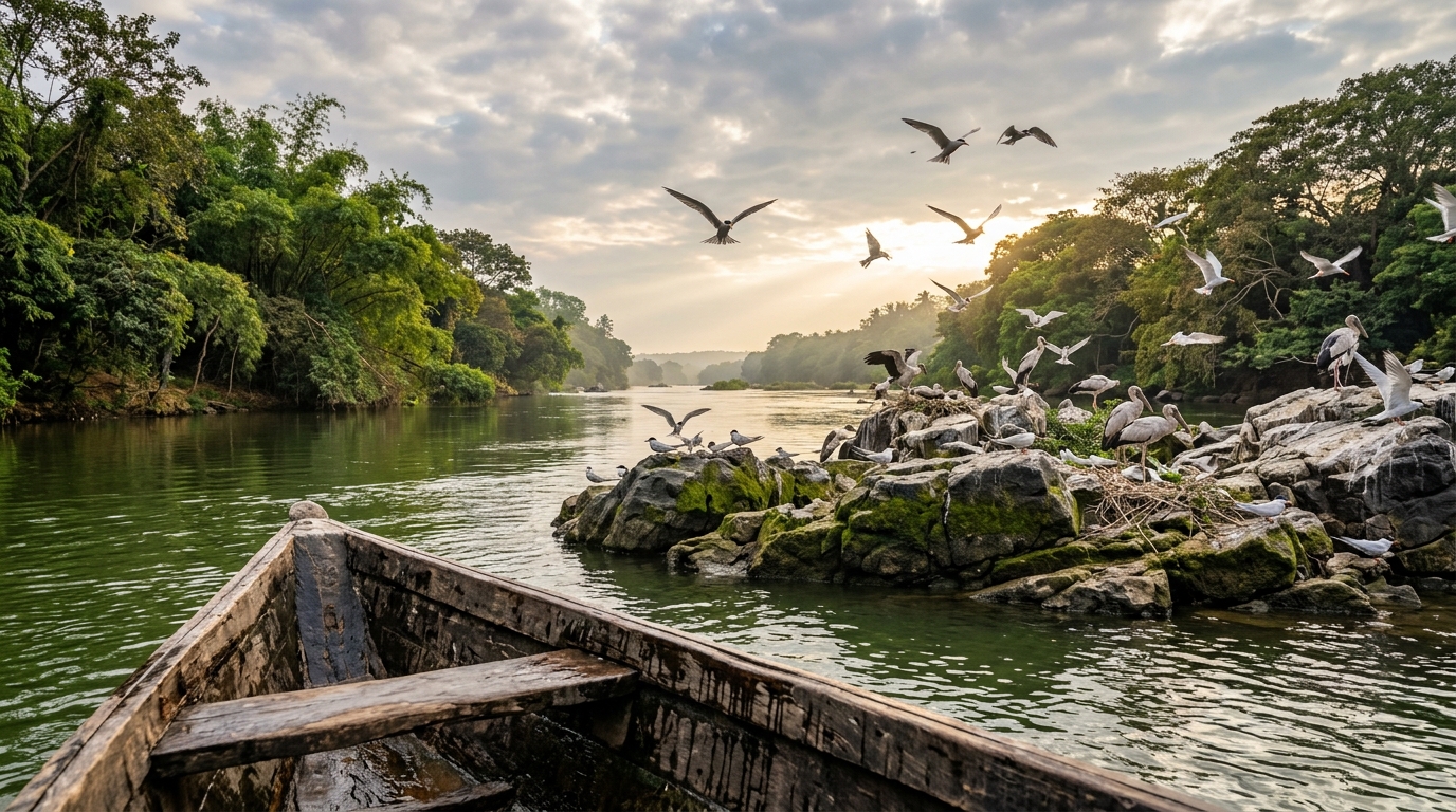 Birdwatchers using binoculars and telephoto camera lenses to spot rare avian species
