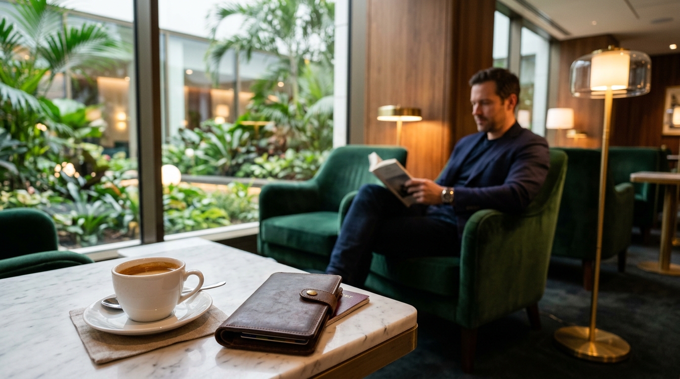 VFS Premium Lounge service comfortable private seating area with complimentary snacks and coffee