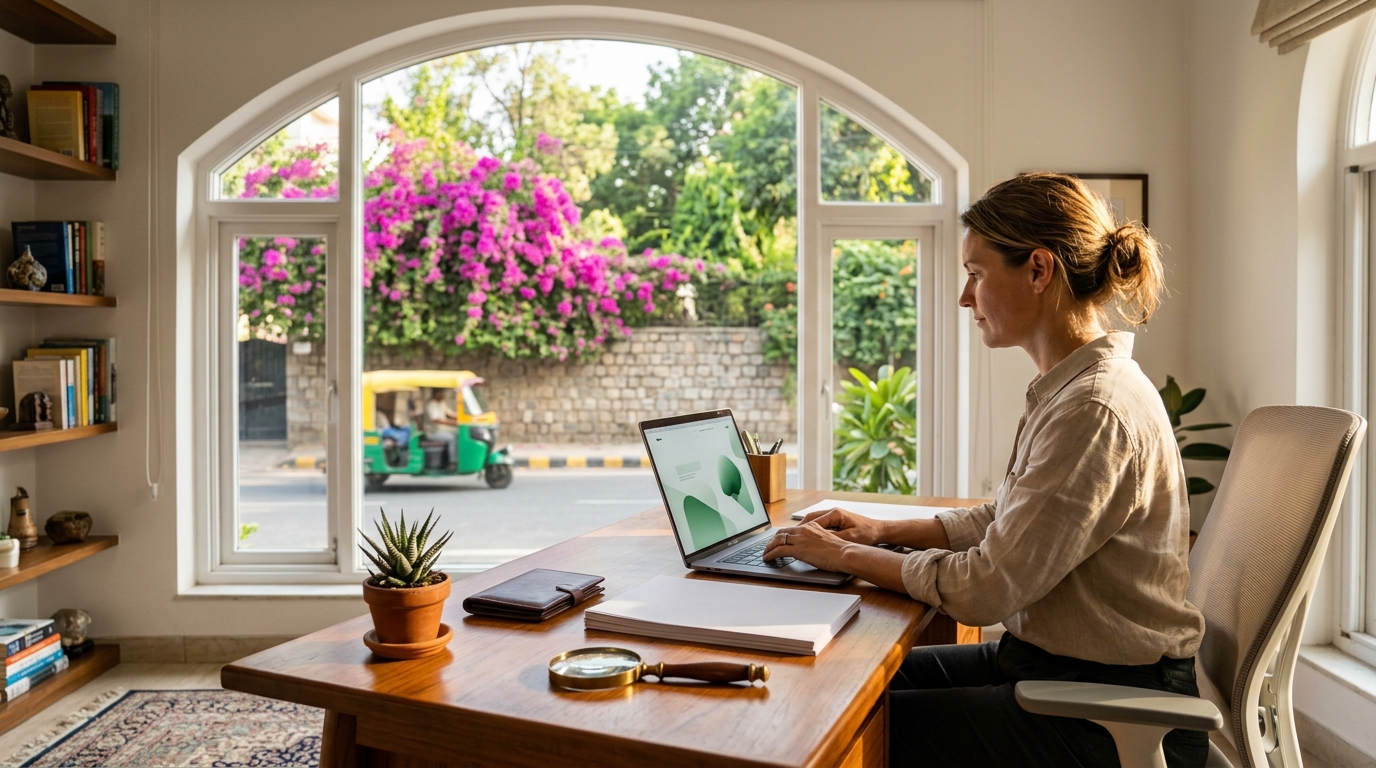 Expat executing the online visa renewal process in India using the official government website