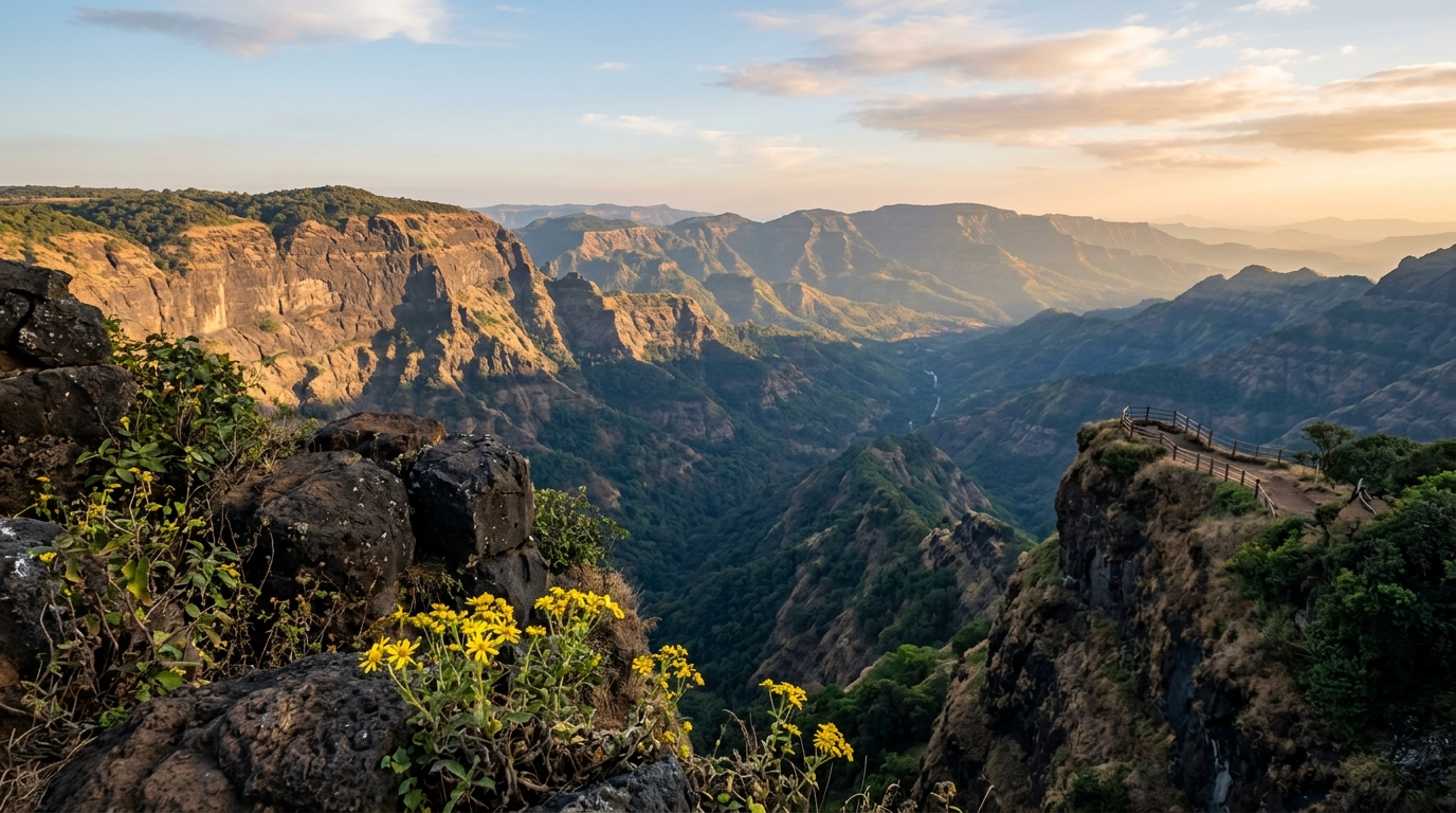 Lush green hills and valleys showcasing western ghats tourism during the rainy season