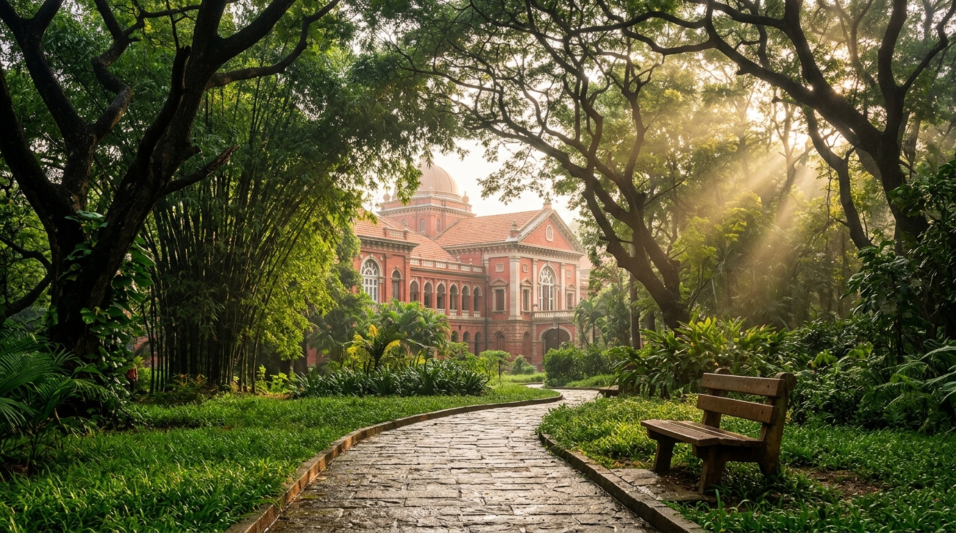 Lush green garden views of Lalbagh Botanical Garden in Bangalore